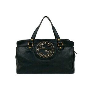 GUCCI Authentic Black Leather Tote Bag